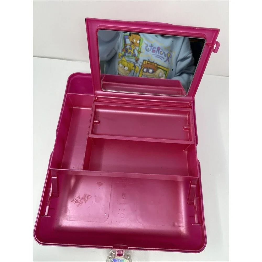 RETRO ~ Caboodles On-The-Go-Girl Classic Cosmetic Makeup Case Pink Shimmer Lips
